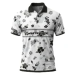 Chicago White Sox Polo Shirt Customized Floral Pinstripe Black White Best Selling