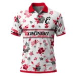 Cincinnati Bearcats Polo Shirt Custom Floral Pinstripe Red White Best Selling