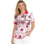 Cincinnati Bearcats Polo Shirt Custom Floral Pinstripe Red White Best Selling