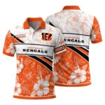 Cincinnati Bengals Polo Shirt Custom Floral Angles Orange White Best Selling