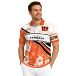 Cincinnati Bengals Polo Shirt Custom Floral Angles Orange White Best Selling