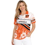 Cincinnati Bengals Polo Shirt Custom Floral Angles Orange White Best Selling