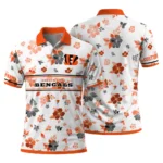 Cincinnati Bengals Polo Shirt Custom Floral Pinstripe Orange White Best Selling