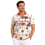 Cincinnati Bengals Polo Shirt Custom Floral Pinstripe Orange White Best Selling