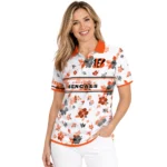 Cincinnati Bengals Polo Shirt Custom Floral Pinstripe Orange White Best Selling