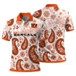 Cincinnati Bengals Polo Shirt Customized Paisley Florals Orange White Best Selling