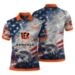 Cincinnati Bengals Polo Shirt Customized Star Brushstrokes Orange Blue Best Selling