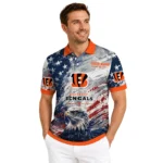 Cincinnati Bengals Polo Shirt Customized Star Brushstrokes Orange Blue Best Selling