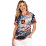 Cincinnati Bengals Polo Shirt Customized Star Brushstrokes Orange Blue Best Selling