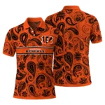 Cincinnati Bengals Polo Shirt Personalized Paisley Band Orange Best Selling