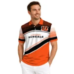 Cincinnati Bengals Polo Shirt Personalized Slanted Stripes Orange White Best Selling