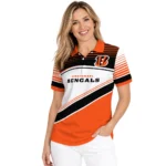 Cincinnati Bengals Polo Shirt Personalized Slanted Stripes Orange White Best Selling