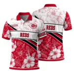 Cincinnati Reds Polo Shirt Personalized Floral Angles Red White Best Selling