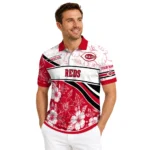 Cincinnati Reds Polo Shirt Personalized Floral Angles Red White Best Selling