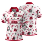 Cincinnati Reds Polo Shirt Personalized Floral Pinstripe Red White Best Selling