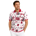 Cincinnati Reds Polo Shirt Personalized Floral Pinstripe Red White Best Selling