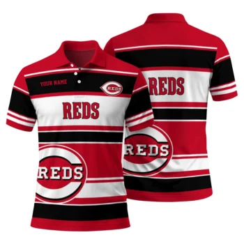 Cincinnati Reds Polo Shirt Personalized Horizontal Blocks Red Fashion Forward