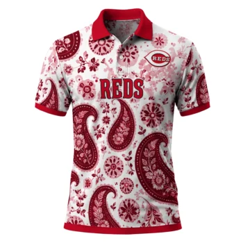 Cincinnati Reds Polo Shirt Personalized Paisley Florals Red White Best Selling
