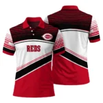 Cincinnati Reds Polo Shirt Personalized Slanted Stripes Red White Best Selling