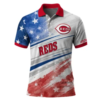 Cincinnati Reds Polo Shirt Personalized Star Stripes Red Blue Best Selling