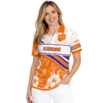 Clemson Tigers Polo Shirt Customized Floral Angles Orange White Best Selling