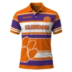 Clemson Tigers Polo Shirt Customized Horizontal Blocks Orange Best Selling