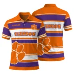 Clemson Tigers Polo Shirt Customized Horizontal Blocks Orange Best Selling