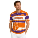 Clemson Tigers Polo Shirt Customized Horizontal Blocks Orange Best Selling