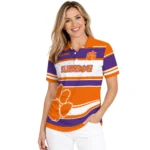 Clemson Tigers Polo Shirt Customized Horizontal Blocks Orange Best Selling