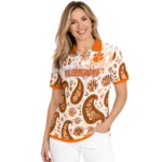 Clemson Tigers Polo Shirt Customized Paisley Florals Orange White Best Selling