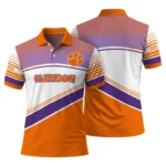 Clemson Tigers Polo Shirt Customized Slanted Stripes Orange White Best Selling