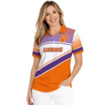 Clemson Tigers Polo Shirt Customized Slanted Stripes Orange White Best Selling