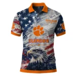 Clemson Tigers Polo Shirt Customized Star Brushstrokes Orange Blue Best Selling