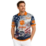 Clemson Tigers Polo Shirt Customized Star Brushstrokes Orange Blue Best Selling