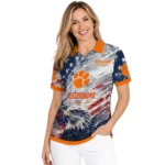 Clemson Tigers Polo Shirt Customized Star Brushstrokes Orange Blue Best Selling