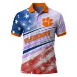 Clemson Tigers Polo Shirt Customized Star Stripes Red Blue Best Selling