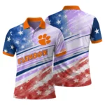 Clemson Tigers Polo Shirt Customized Star Stripes Red Blue Best Selling