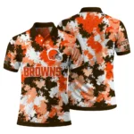 Cleveland Browns Polo Shirt Custom Pixel Camo Brown Best Selling