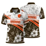 Cleveland Browns Polo Shirt Customized Floral Angles Brown White Best Selling