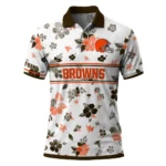 Cleveland Browns Polo Shirt Customized Floral Pinstripe Brown White Best Selling