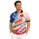 Cleveland Browns Polo Shirt Customized Star Stripes Red Blue Best Selling