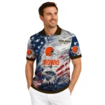 Cleveland Browns Polo Shirt Personalized Star Brushstrokes Brown Blue Best Selling