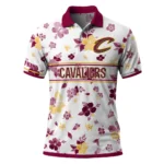 Cleveland Cavaliers Polo Shirt - Customized Floral Pinstripe Wine White
