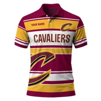 Cleveland Cavaliers Polo Shirt - Customized Horizontal Blocks Wine