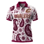 Cleveland Cavaliers Polo Shirt - Customized Paisley Florals Wine White