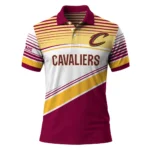 Cleveland Cavaliers Polo Shirt - Customized Slanted Stripes Wine White