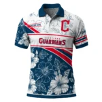 Cleveland Guardians Polo Shirt Custom Floral Angles Navy Blue White Best Selling