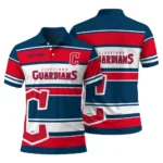 Cleveland Guardians Polo Shirt Custom Horizontal Blocks Navy Blue Best Selling