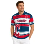 Cleveland Guardians Polo Shirt Custom Horizontal Blocks Navy Blue Best Selling