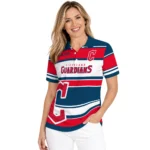 Cleveland Guardians Polo Shirt Custom Horizontal Blocks Navy Blue Best Selling